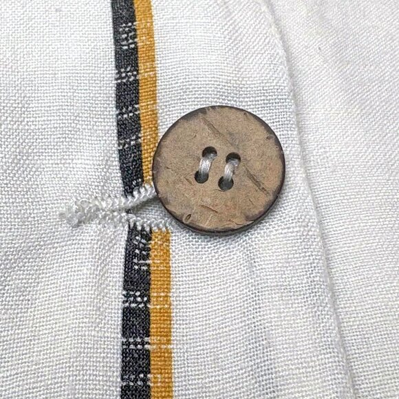 MNG Mango White Striped Linen Blend Double Breasted Blazer - Picture 4 of 8